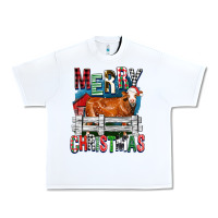 White merry christmas simmental cow Urban Heavy Tee - FaDigitalArtStudio