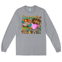 Heather Grey Life Begins After Coffee Long Sleeve Tee - CowhideDigitalArt