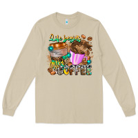 Mushroom Life Begins After Coffee Long Sleeve Tee - CowhideDigitalArt