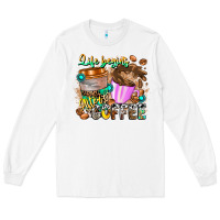 White Life Begins After Coffee Long Sleeve Tee - CowhideDigitalArt