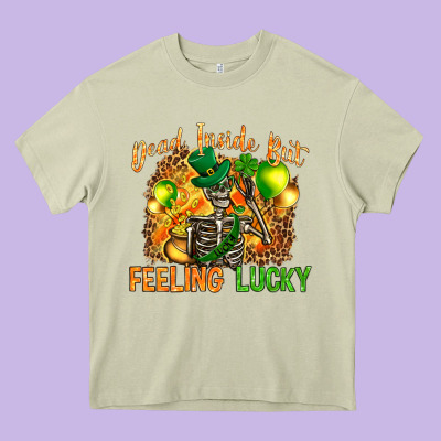 St. Patrick's Dead Inside But Feeling Lucky Heavy Core Tee Designed By Howdyjamesfarm
