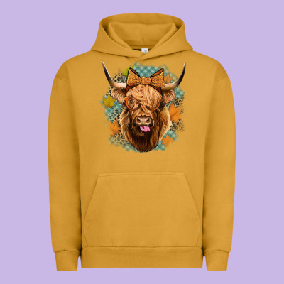 Fall Highland Cow Urban Hoodie Designed By Jasminsmagicworld