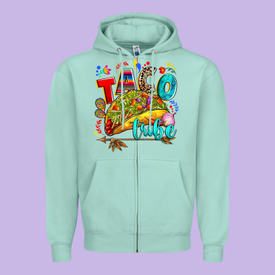 Taco Tribe Zipper Hoodie Designed By Ranaportraitstore