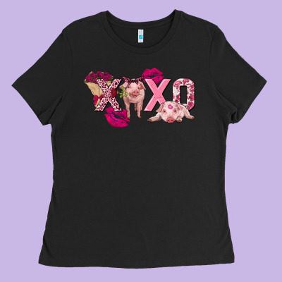Valentine's Day Pig Xoxo Ladies Tee Designed By Fadigitalartstudio