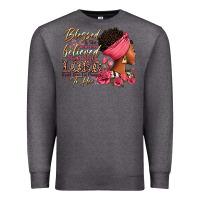 Charcoal Heather Blessed is she who has believed afro woman Premium Sweatshirt - RanaPortraitStore