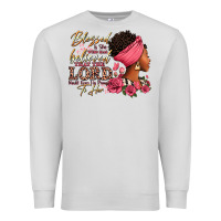 Dove Grey Blessed is she who has believed afro woman Premium Sweatshirt - RanaPortraitStore