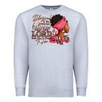 Heather Grey Blessed is she who has believed afro woman Premium Sweatshirt - RanaPortraitStore