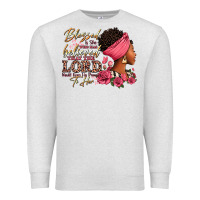 Oatmeal Heather Blessed is she who has believed afro woman Premium Sweatshirt - RanaPortraitStore