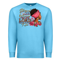 Ocean Blue Blessed is she who has believed afro woman Premium Sweatshirt - RanaPortraitStore