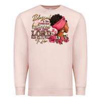Pale Pink Blessed is she who has believed afro woman Premium Sweatshirt - RanaPortraitStore