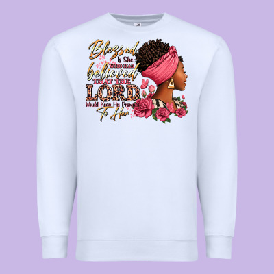 Blessed Is She Who Has Believed Afro Woman Premium Sweatshirt Designed By Ranaportraitstore
