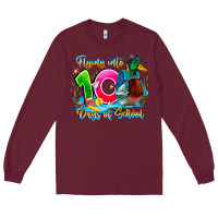 Burgundy name flying into 100 days of school Long Sleeve Tee - CowhideDigitalArt