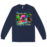 Navy name flying into 100 days of school Long Sleeve Tee - CowhideDigitalArt