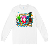 White name flying into 100 days of school Long Sleeve Tee - CowhideDigitalArt