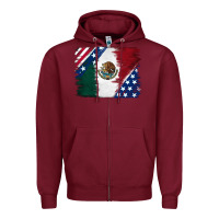 Burgundy Mexican With American Flag Zipper Hoodie - RanaPortraitStore