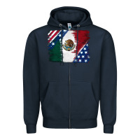 Navy Mexican With American Flag Zipper Hoodie - RanaPortraitStore