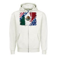 Oatmeal Heather Mexican With American Flag Zipper Hoodie - RanaPortraitStore