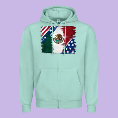 Mexican With American Flag Zipper Hoodie Designed By Ranaportraitstore