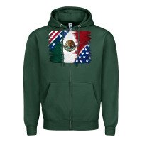 Sports Green Mexican With American Flag Zipper Hoodie - RanaPortraitStore