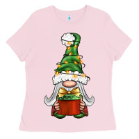 Bubblegum Pink Christmas Gnome With Gift Ladies Tee - BundleAndBundleShop