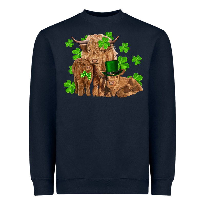 St Patricks Day Cow Family Heavyweight Sweatshirt by RanaPortraitStore | Teevron