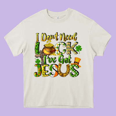 I Don't Need Luck I've Got Jesus Heavy Core Tee Designed By Cowgirlartshop