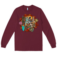 Burgundy Fall Vibes Long Sleeve Tee - CowhideDigitalArt