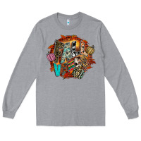 Heather Grey Fall Vibes Long Sleeve Tee - CowhideDigitalArt