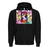 Black sugar skull girl Zipper Hoodie - RanaPortraitStore