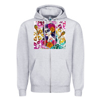 Heather Grey sugar skull girl Zipper Hoodie - RanaPortraitStore