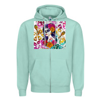 Seafoam sugar skull girl Zipper Hoodie - RanaPortraitStore