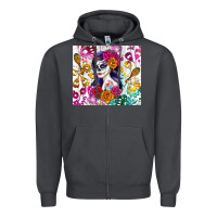 Smoke sugar skull girl Zipper Hoodie - RanaPortraitStore