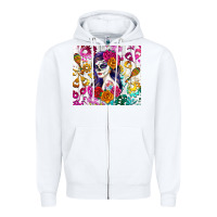 White sugar skull girl Zipper Hoodie - RanaPortraitStore