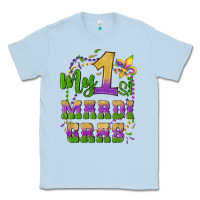 Dusty Blue my first mardi gras glitter fleur de lis Classic Tee - Artiststas