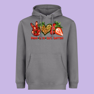 Peace Love Strawberries Heavyweight Hoodie Designed By Jasminsmagicworld