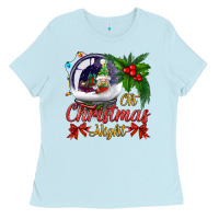 Baby Blue oh christmas night snow globe Ladies Tee - BundleAndBundleShop