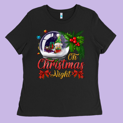 Oh Christmas Night Snow Globe Ladies Tee Designed By Bundleandbundleshop