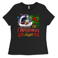 Black oh christmas night snow globe Ladies Tee - BundleAndBundleShop