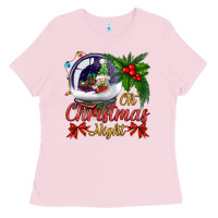 Bubblegum Pink oh christmas night snow globe Ladies Tee - BundleAndBundleShop