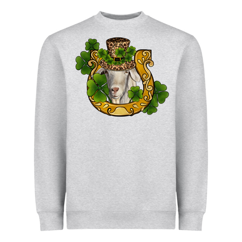 St Patricks Day Goat Horseshoe Shamrock Heavyweight Sweatshirt by RanaPortraitStore | Teevron