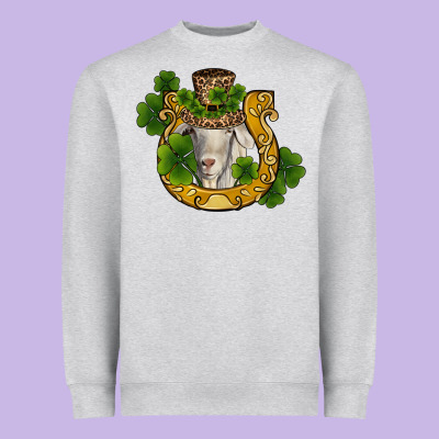 St Patricks Day Goat Horseshoe Shamrock Heavyweight Sweatshirt Designed By Ranaportraitstore