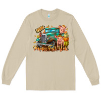 Mushroom Farm Happy Fall Y'all Long Sleeve Tee - CowhideDigitalArt