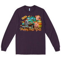 Plum Farm Happy Fall Y'all Long Sleeve Tee - CowhideDigitalArt