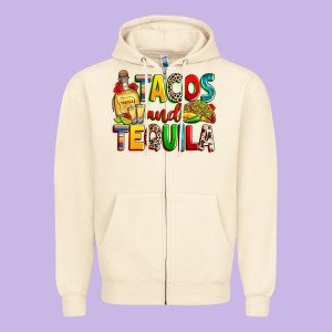 Tacos And Tequila Zipper Hoodie Designed By Ranaportraitstore