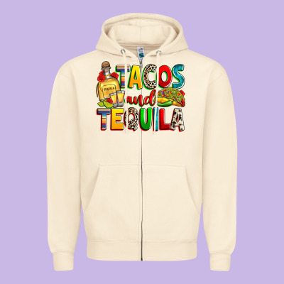 Tacos And Tequila Zipper Hoodie Designed By Ranaportraitstore