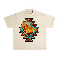 Sandshell Aztec Symbol With Horse Urban Heavy Tee - FaDigitalArtStudio