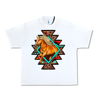 White Aztec Symbol With Horse Urban Heavy Tee - FaDigitalArtStudio