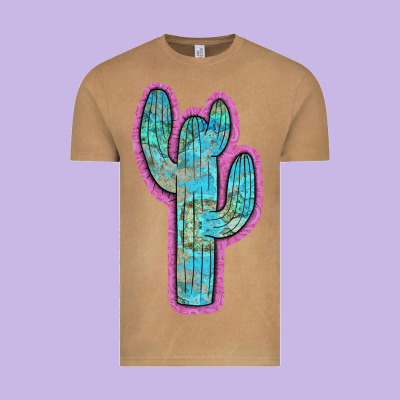 Western Turquoise Cactus Vintage Tee Designed By Ranaportraitstore