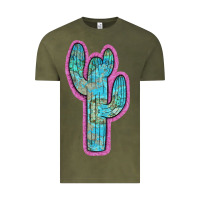 Vintage Olive Western Turquoise Cactus Vintage Tee - RanaPortraitStore