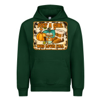 Forest Green just a girl who loves fall cowhide background Urban Hoodie - Jasminsmagicworld